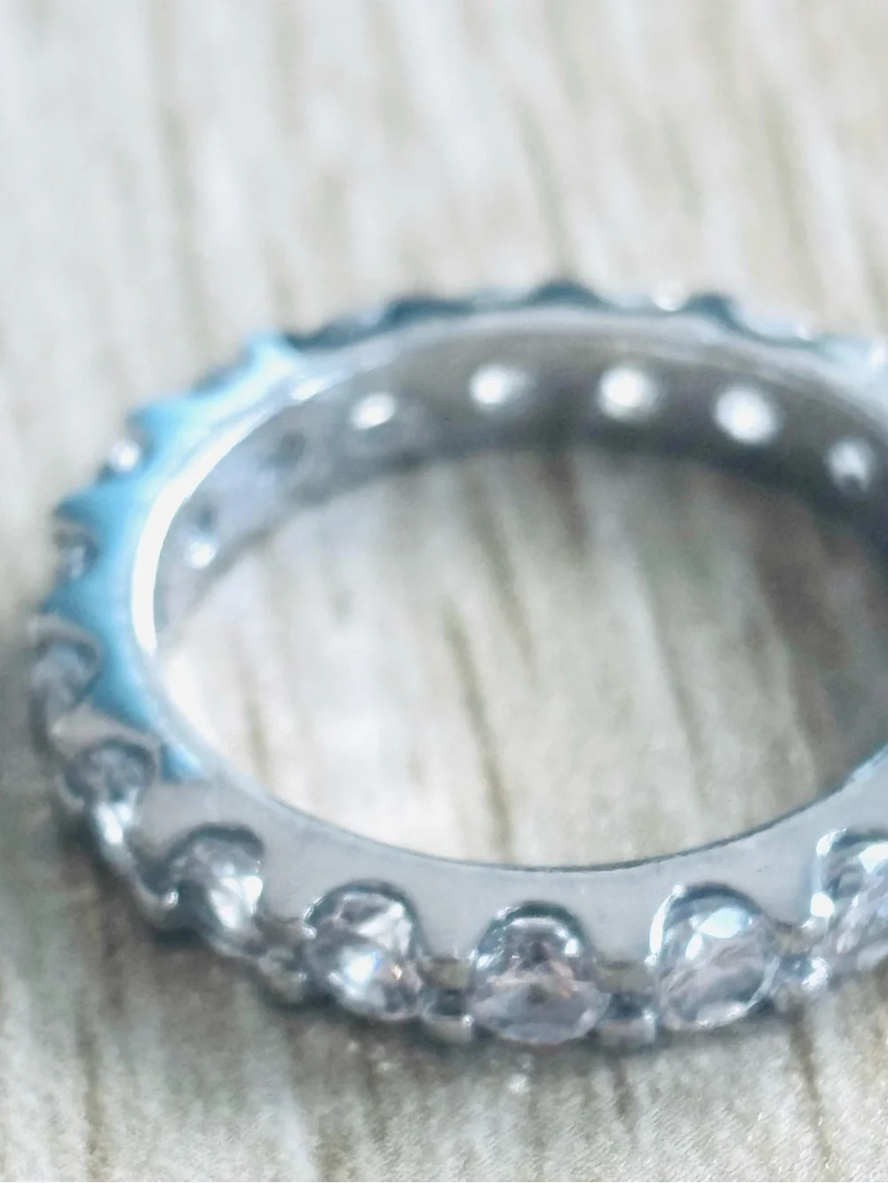 Sterling Silver Eternity Band with Clear Channel Set Crystals